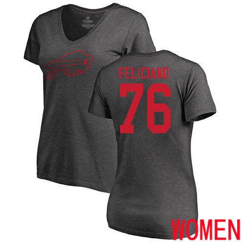 NFL Women Buffalo Bills #76 Jon Feliciano Ash One Color T Shirt